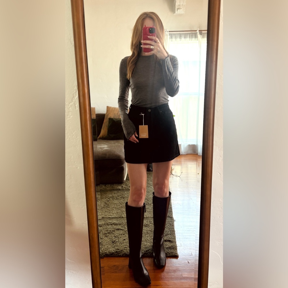 Reformation Black Denim Lydia Mini Skirt
